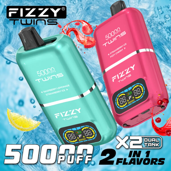 Fizzy Twins 50000 Puffs Disposable Vape E-Cigarette 50K Puff Vapes 2in1 Flavors Wholesale - Image 5