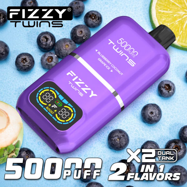 Fizzy Twins 50000 Puffs Disposable Vape E-Cigarette 50K Puff Vapes 2in1 Flavors Wholesale - Image 8