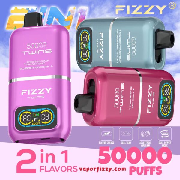 Fizzy Twins 50000 Puffs Disposable Vape 50K Puff Vapor Wholesale - Image 3