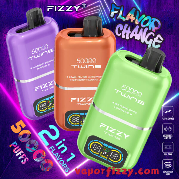Fizzy Twins 50000 Puffs Disposable Vape 50K Puff Vapor Wholesale - Image 4