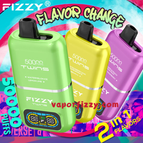 Fizzy Twins 50000 Puffs Disposable Vape 50K Puff Vapor Wholesale - Image 2
