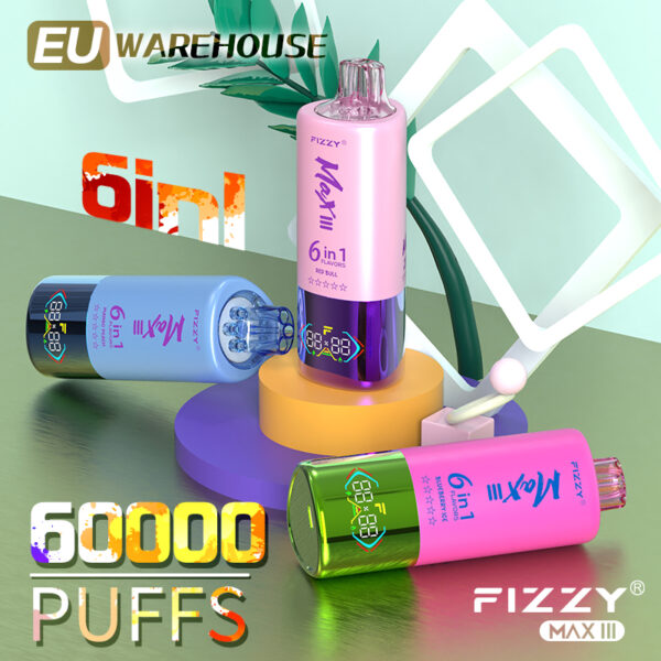 Fizzy Max III 6in1 60K 60000 Puffs Rechargeable Disposable Vape Flavors Wholesale - Image 2