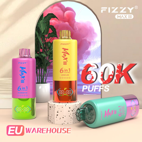 Fizzy Max III 6in1 60K 60000 Puffs Rechargeable Disposable Vape Flavors Wholesale