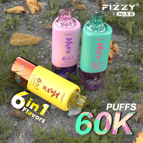 Fizzy Max III 6in1 60K 60000 Puffs Rechargeable Disposable Vape Flavors Wholesale - Image 6