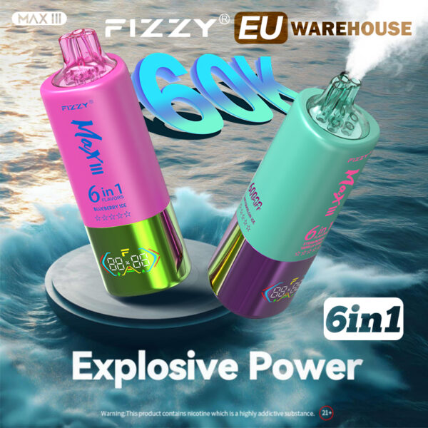 Fizzy Max III 6in1 60K 60000 Puffs Rechargeable Disposable Vape Flavors Wholesale - Image 8